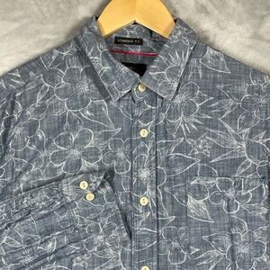 Banana Republic Mens Blue Floral Cotton Button Down Shirt Standard Fit Large